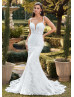 Ivory Delicate Lace Tulle Open Back Luxury Wedding Dress